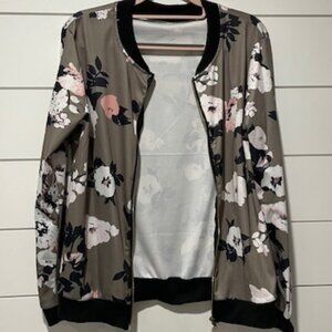 Army Green, White, Black and Pink colored bomber jacket